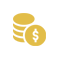Gold icon of stacked coins